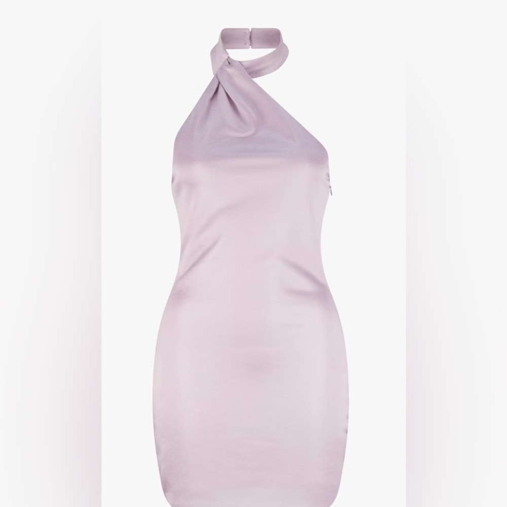 NWT ATOIR Aria Metallic Jersey Mini Halter Dress In Lilac. Size US 10
